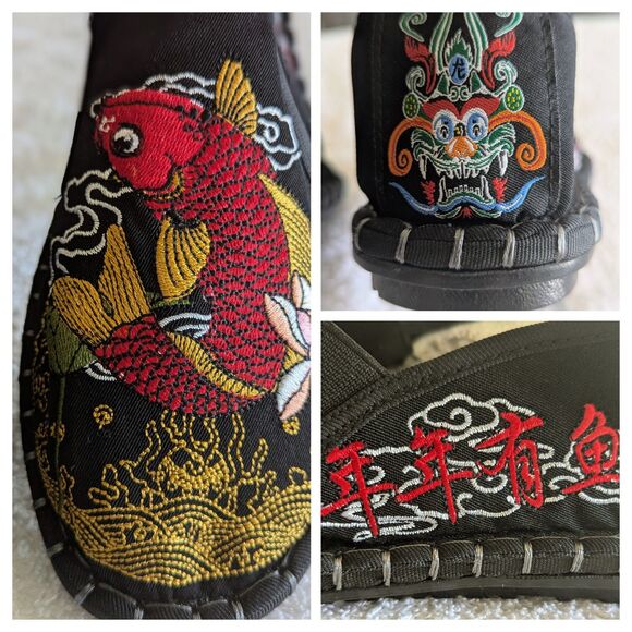 Traditional pattern opera embroidered myth casual canvas loafer  Sz 40 - Picture 8 of 10